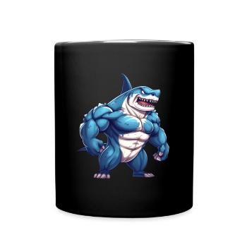 Bodybuilder Shark - Mug uni - noir - Devant