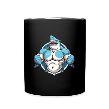 Bodybuilder Shark - Full Colour Mug - black - Front