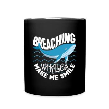 Breaching Whales Make Me Smile Whales Aquarist - Tasse einfarbig - Schwarz - Vorne