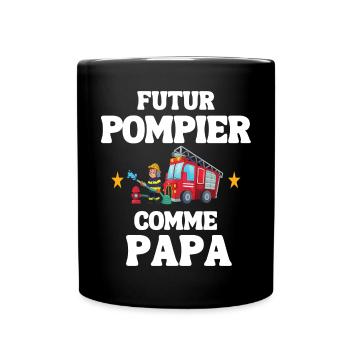 Humour Pompier Pere et fils - Mug uni - noir - Devant