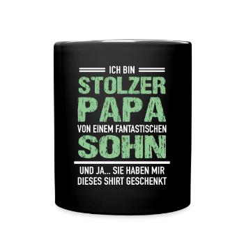 Stolzer Vater Fantastischen Sohn Vatertag - Tasse einfarbig - Schwarz - Vorne