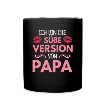 Vater & Tochter Süße Version Papa Kuss Lippen - Tasse einfarbig - Schwarz - Vorne