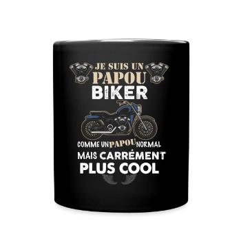 Papou motard Humour Homme Moto - Mug uni - noir - Devant