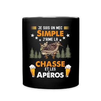 Bécasse et apéro Humour Homme chasseur - Mug uni - noir - Devant