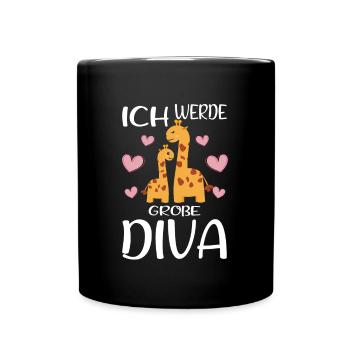 Werde Große Schwester Diva Verkünden Giraffen - Tasse einfarbig - Schwarz - Vorne