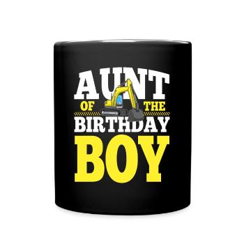 Aunt Of the Birthday Boy Construction Family Party - Tasse einfarbig - Schwarz - Vorne