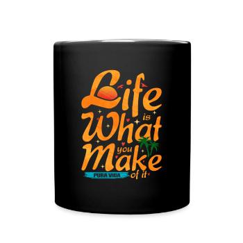 Pura Vida Lebensfroh Tropische Palmen Geschenk - Tasse einfarbig - Schwarz - Vorne