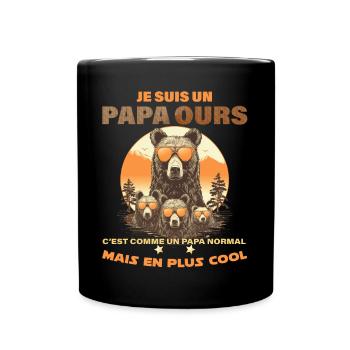 Papa Ours Et Oursons Cadeau Fête Des Pères - Mug uni - noir - Devant
