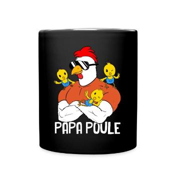 Papa Poule Et Poussins Homme Fête des Pères - Mug uni - noir - Devant