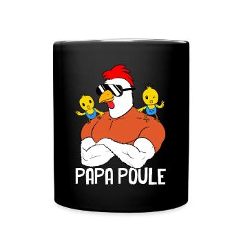 Papa Poule Et Poussins Super Cadeau Papa Drôle - Mug uni - noir - Devant