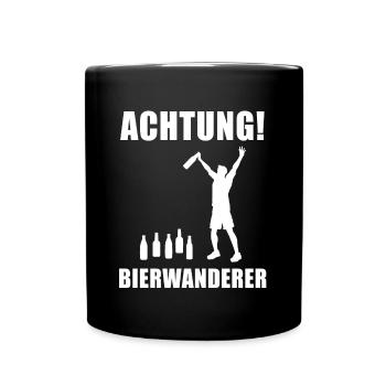 Achtung Bierwanderer Bier Und Wandern Wanderung - Tasse einfarbig - Schwarz - Vorne