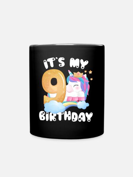 C’est ma fille d’anniversaire, l’anniversaire de la licorne 9 ans - Mug uni - noir