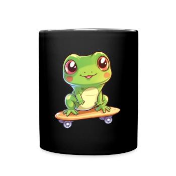 Frog on a skateboard - Full Colour Mug - black - Front