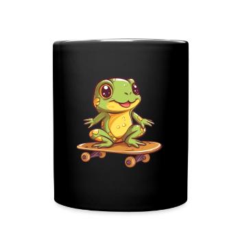 Frog on a skateboard - Full Colour Mug - black - Front