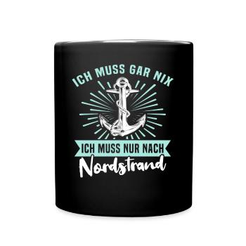 Nordstrander Sprüche Nordstrand - Tasse einfarbig - Schwarz - Vorne