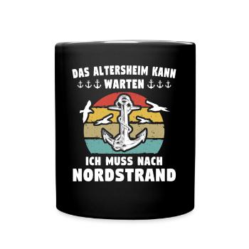 Nordstrander Sprüche Nordstrand - Tasse einfarbig - Schwarz - Vorne