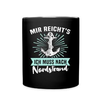 Nordstrander Sprüche Nordstrand - Tasse einfarbig - Schwarz - Vorne