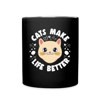 Les chats rendent la vie meilleure Chaton Amoureux des animaux Maman Gag - Mug uni - noir - Devant
