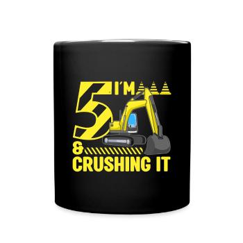Fête de construction 5ème anniversaire 5 ans Digger - Mug uni - noir - Devant