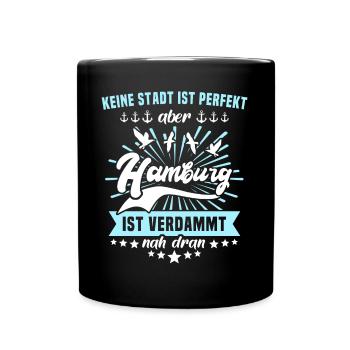 Lustige Hamburg Sprüche - Tasse einfarbig - Schwarz - Vorne