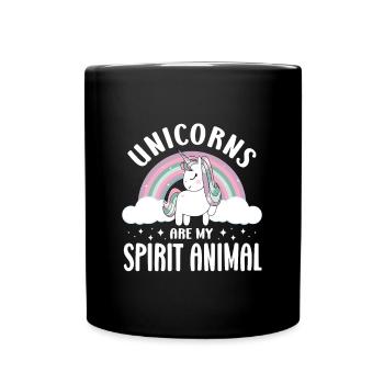 Vintage Rainbow Unicorn & I - Close Buddies Spirit - Full Colour Mug - black - Front