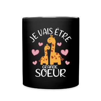 Future Grande Sœur Girafe - Tasse einfarbig - Schwarz - Vorne