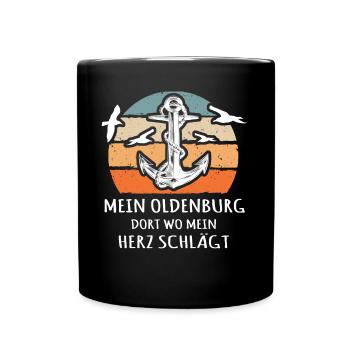 Oldenburger Sprüche Oldenburg - Tasse einfarbig - Schwarz - Vorne