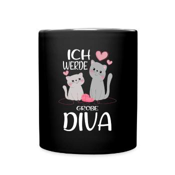 Werde Große Schwester Diva Verkünden Katzen - Tasse einfarbig - Schwarz - Vorne