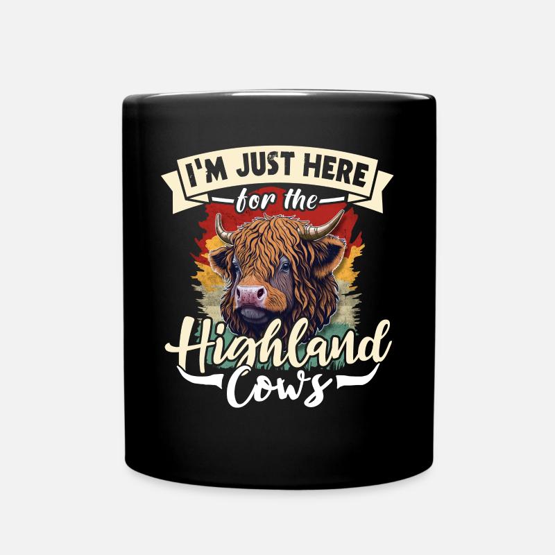 Highland Cattle Cow - Full Colour Mug - black