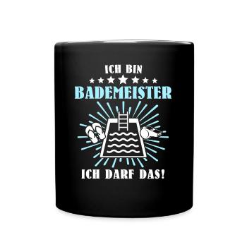 Schwimmmeister Bademeister - Tasse einfarbig - Schwarz - Vorne