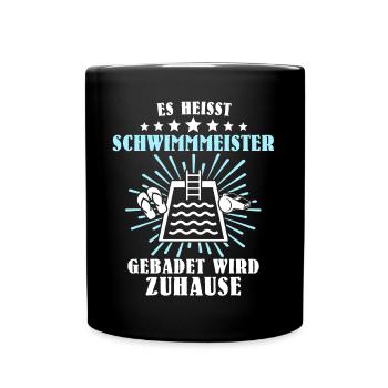 Schwimmmeister Bademeister Badmeister - Tasse einfarbig - Schwarz - Vorne