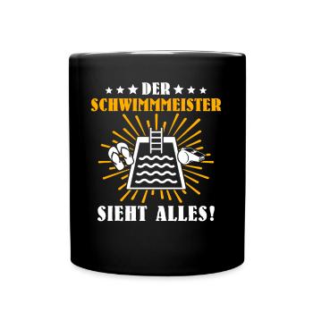Schwimmmeister Bademeister Badmeister - Tasse einfarbig - Schwarz - Vorne