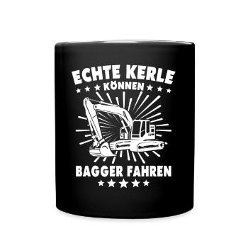 Baggerführer Bagger Baggerfahrer - Tasse einfarbig - Schwarz - Vorne