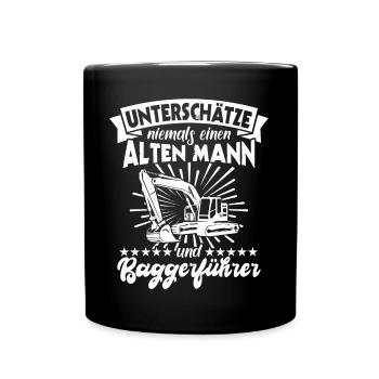 Baggerfahrer Bagger - Tasse einfarbig - Schwarz - Vorne