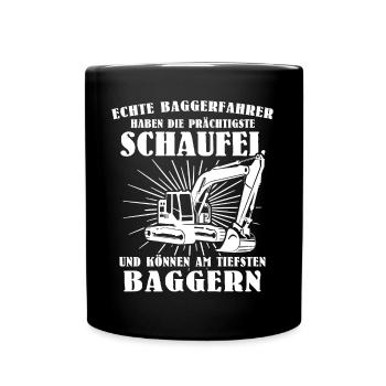Baggerführer Bagger Baggerfahrer - Tasse einfarbig - Schwarz - Vorne