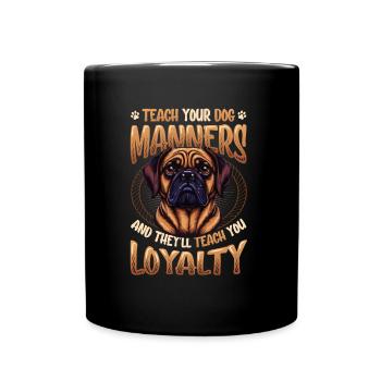 Teach your dog manners, dog trainer - Full Colour Mug - black - Front