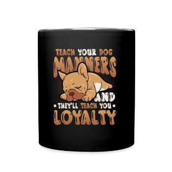 Teach Your Dog Manners, Dog Trainer - Full Colour Mug - black - Front
