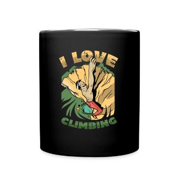 I love rock climbing, rock climbing - Full Colour Mug - black - Front
