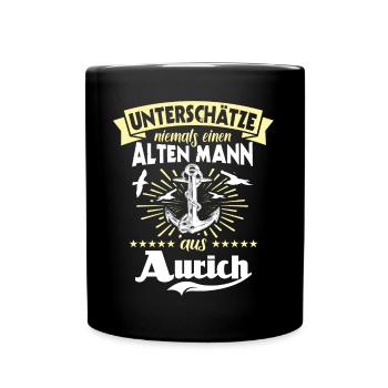 Unterschätze Aurich Mann - Tasse einfarbig - Schwarz - Vorne