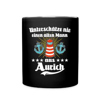Aurich Mann Auricher Männer - Tasse einfarbig - Schwarz - Vorne
