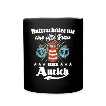 Aurich Frau Auricherin - Tasse einfarbig - Schwarz - Vorne