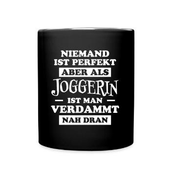 Joggerin Spruch Laufen Joggen Joggerin Geschenk - Tasse einfarbig - Schwarz - Vorne