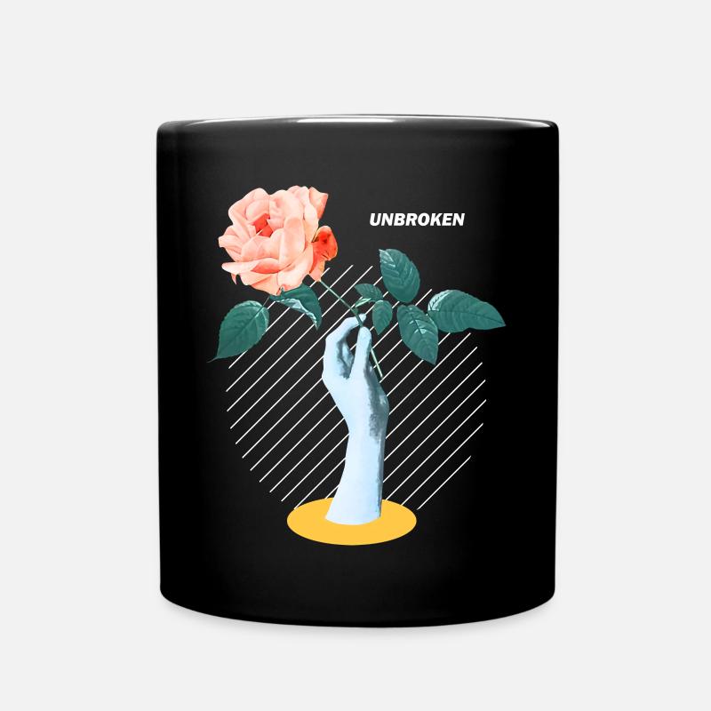 Ungebrochene Blumengrafik - Tasse einfarbig - Schwarz