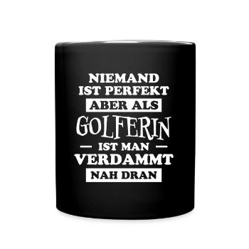 Golferin Minigolf Golf Spruch Golferin Geschenk - Tasse einfarbig - Schwarz - Vorne