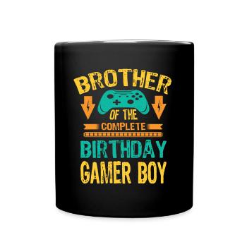 Bro Brother Of the Birthday Gamer Boy Gaming Gift - Full Colour Mug - black - Front
