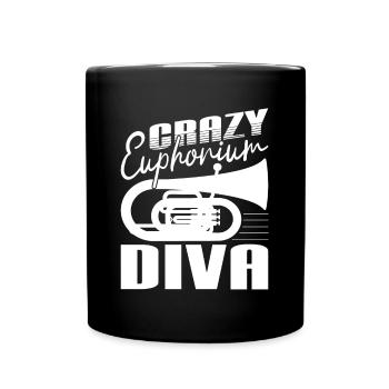 Crazy Euphorium Diva Baritone Bass Player Gifts - Tasse einfarbig - Schwarz - Vorne