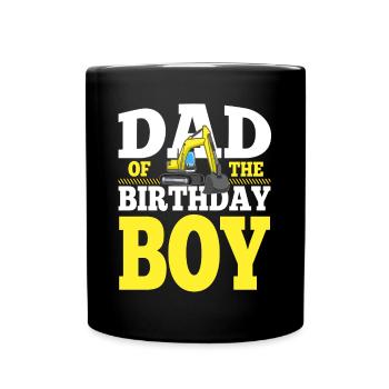 Dad Of the Birthday Boy Construction Family - Tasse einfarbig - Schwarz - Vorne