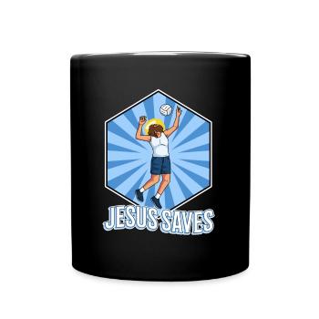 Jésus et le volleyball - Mug uni - noir - Devant