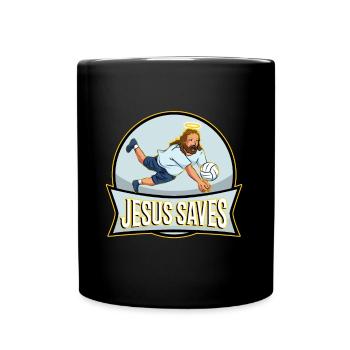 Jesus and Volleyball - Full Colour Mug - black - Front