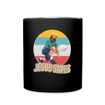 Jesus and Volleyball - Full Colour Mug - black - Front